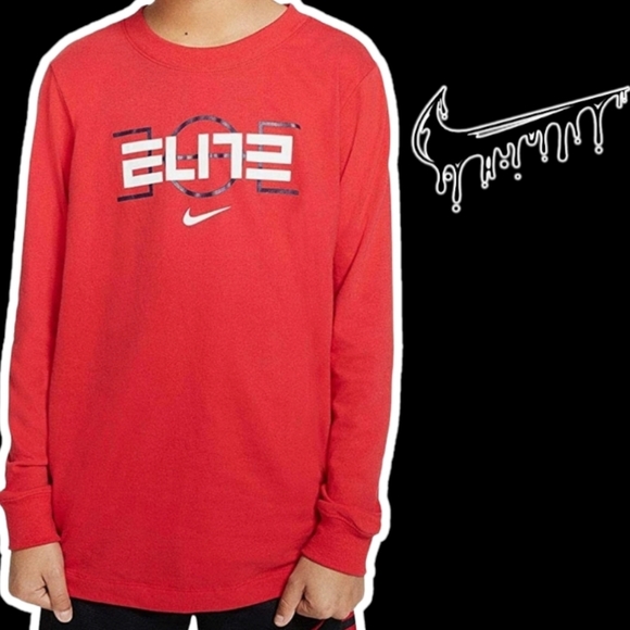 Nike ELITE Long Sleeve Top Shirt CI9654-657 Red Boy’s Size Large - Picture 1 of 6